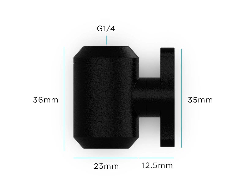 PrimoChill Female to Female G 1/4 Drain Valve - Satin Black - Image 2